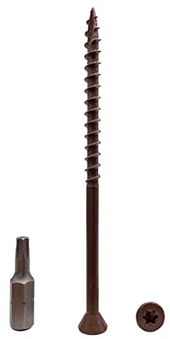 (Pack of 50 pcs) Brown Anti-corrosion Finish 4.8 x 90 mm Timber Decking Screws, Wood Screws, Torx Head, Type 17, Countersunk Head, Exterior Screw (50, 4.8 x 90 mm)