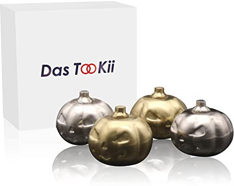 Das TooKii Edelstahl-Eiswürfel, 4 Stück Metall-Whisky-Steine, wiederverwendbare Whisky-Steine, Getränkekühlsteine, Kürbis-Kühlsteine für Scotch & Bourbon, Bar-Geschenksets für Männer, Vater, Ehemann
