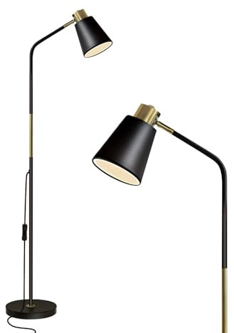 LALISU Stehlampe Industrielle Wohnzimmer Rustikale Bauernhaus Leselampe mit Metll Lampenshirm Modern Standleuchte mit E27 LED Warmweiß, Schlafzimmer, Büro (Schwarz)