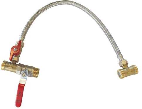 AQUAWATER, 104213, Kit By-pass standard 50 cm avec flexible EPDM tressé inox, 2 vannes d'arrêt, pression max 12 bars, compatible filtres femelle 3/4, installation rapide et facile