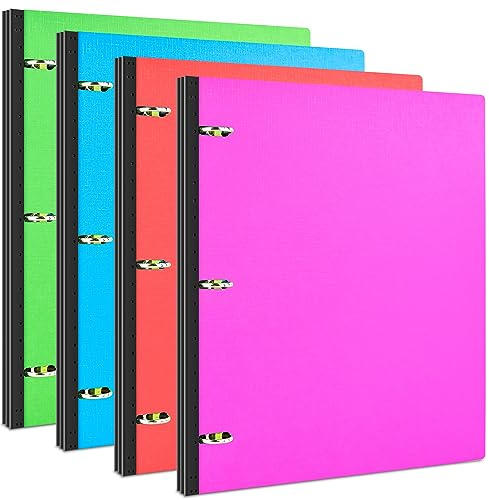 INFUN Telescoping 3 Ring Binder - 4PCS, Portable Plastic Binder with Telescoping Spine ，3 Ring Binder with Foldable Front Cover Holds 8.5 x 11 Paper for School,Office and Homes