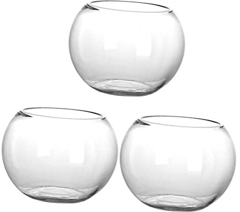 Operitacx 1 Pièces Aquarium en Verre Bols De Terrarium Tenture Vases à Bourgeons Gallon Bol De Poisson Rouge Rond Forme Bocaux à Poisson Dorés Lotus Un Verre Boule à Bulles Pupitre Bureau