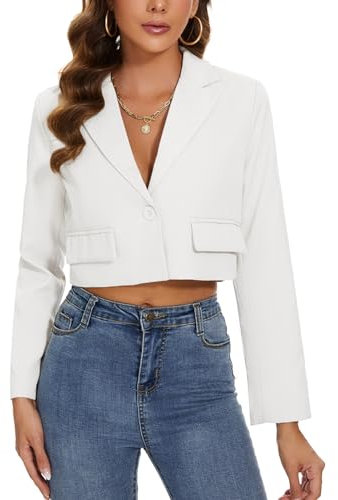 MINTLIMIT Damen Pailletten Jacken Langarm Cardigan Sparkly Bolero Shrug Open Front Cardigans Glitter Cropped Shrugs Fully Lined Top, Wh-White, M