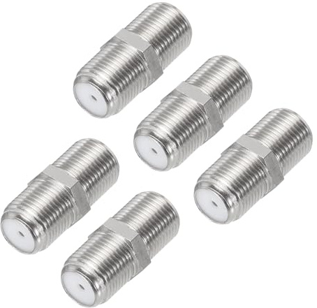 sourcing map 5pcs Coaxial Connector RG6 Coax Extender F Female to F Female Gold Plated Adapter 75 Ohm Waterproof for Coaxial Cable, TV