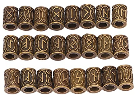 Perles de Cheveux et de Barbe, 24 Pièces, 10x13mm, Perles de Rune Viking Nordique, Pendentif de Barbe, Bijoux de Bracelet Antiques pour Hommes et Femmes