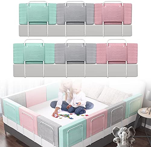 FIVMEN Barrera para cama de bebé, 60 cm, protección anticaídas, 5 niveles de altura regulable, con cremallera, lavable, para cunas, camas de padres (gris)