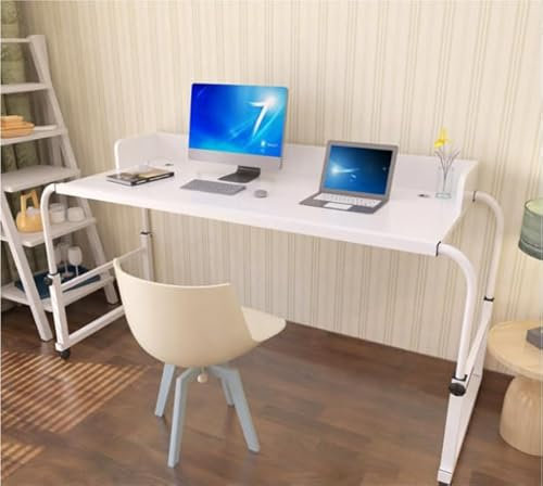 GJVBGA Laptoptisch Höhenverstellbar Mit Rollen Betttisch Beistelltisch Pflegetisch Auf Rollen Computertische Mobiler Schreibtisch Laptop Ständer Tisch Für Krankenbett Büro(Color:Weiß)