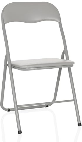 hjh OFFICE TUDELA Basic Klappstuhl gepolstert, Metallgestell, Grau | Besucherstuhl, Faltstuhl klappbar, bis 120kg belastbar