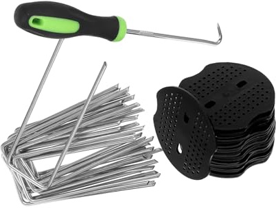 INOOMP 1ensemble Piquets De Jardin u Galvanisé avec Agrafe Et pour Fixation De Tapis De Jardin Et Piquets Résistants pour Aménagement Paysager Et Sols