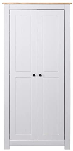 Willood Kleiderschrank Weiß 80x50x171,5 cm Kiefer Massiv Panama Dielenschrank Garderobenschrank Kiefer Schlafzimmerschrank Schrank Holzschrank