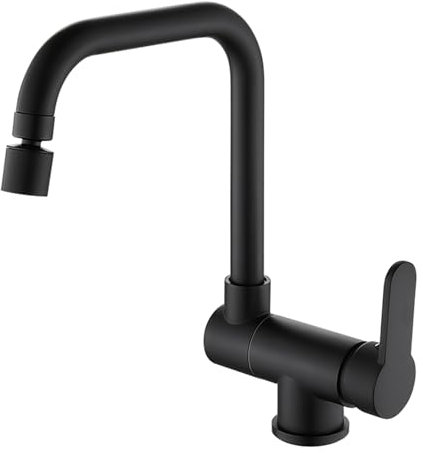 Vorfenster Küchenarmatur Klappbar Wasserhahn Küche Schwarz Spültischarmatur Drehbar Einhandgriff Wasser Kalt und Heiß Einlochmontage Wasserhahn Küche Abnehmbar Fenster-Schwarz