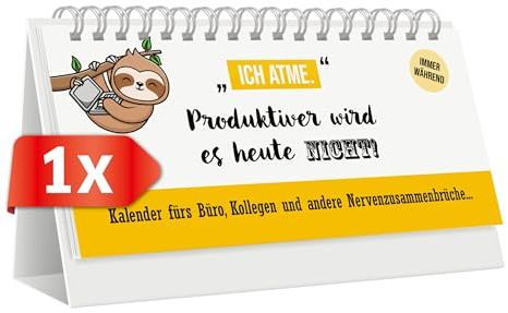 PRIMUS PRINT Tischkalender Quer 210x100 - Jahresneutral mit Inspirierenden Sprüchen | 12 Blätter, Hochwertige 250g/400g Papierqualität, Stabile WIRE-O-Bindung | Perfekt für Zuhause & Büro | 1 Stück