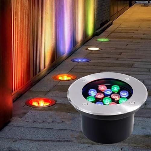 VSHENG LED Luz Subterránea Exterior RGB Lámpara Empotrable En El Suelo IP66 Impermeable AC85-265V Foco para Terraza De Camino Jardín Césped Iluminación Paisajística(36W)