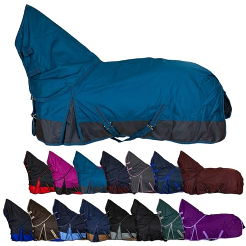 RL24 - Weidedecke Full Neck Basicline 600D Petrol/Graphit 155 cm
