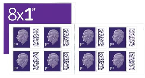 1st Class Stamps (8 Pack) - 1st Class - Barcoded Self Adhesive UK Letter Postage Stamps for Postage - (8 Total)