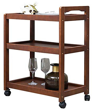 Rustikaler Servierwagen aus Holz, 3 Etagen, mit Rollen für Tee, Wein und Bar, tragbarer Wagen für Zuhause und Hotel