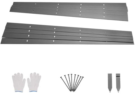 VEVOR Bordatura in Acciaio Lega di Alluminio Antiruggine per Giardino, Bordatura Pieghevoleper Prato Resistente, Facile da Installare, Divisorio Aiuole, Nero 8 Pezzi 1830 x 101 x 1,6 mm