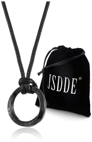 JSDDE Wikinger Rune Kette für Herren Damen, Mobius Anhänger Halskette Punk PU Lederkette, Männer Herren Kette, Wikinger Schmuck für Geburtstag Valentinstag