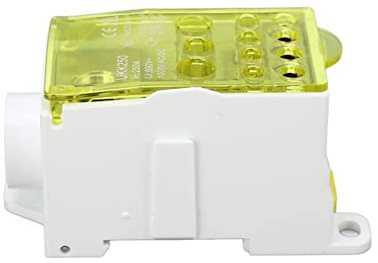 Terminal Block Junction Box High Voltage Single Pole Distribution Box Brass Connector Flame Retardant PA66 Material for Kitchen Bathroom Air Conditioning Lighting Circuits (Yellow)