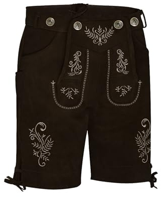 ATFORNA Herren Trachtenlederhosen Bayerische Kurze Lederhose Trachtenmode mit Hosenträger Ohne Trachtengürtel für Oktoberfest Outfit, Gr. 46-56