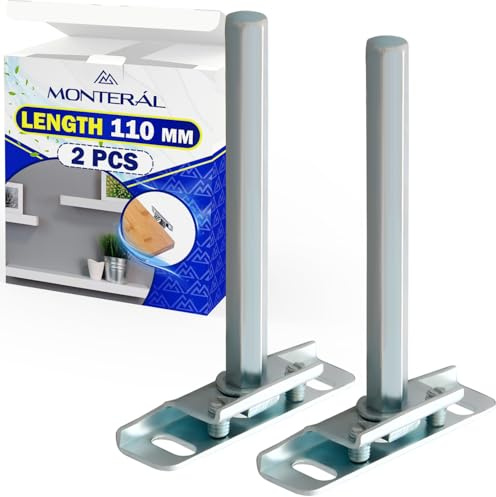 2 Pièces Fixation Invisible Étagère d'une Longueur 110 mm - Support Etagere Invisible Couleur Nickel - Garantie de 10 Ans - MONTERAL