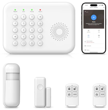 XNH 4G + WiFi Sistema di Allarme, Antifurto, 5 Pezzi, Allarme Casa senza Fili con Avvisi APP, Sensori Porta e Finestra, Rilevatore di Movimento, Telecomandi, Compatibile con Alexa e Google Assistant