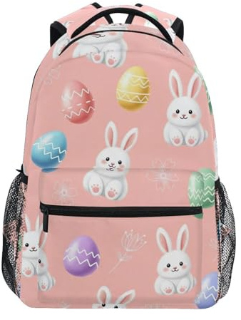 RPLIFE Mochila para niños, bonitos conejitos blancos, bolsa de viaje ligera para niños y niñas, artículos esenciales para el regreso a clases, 16 pulgadas