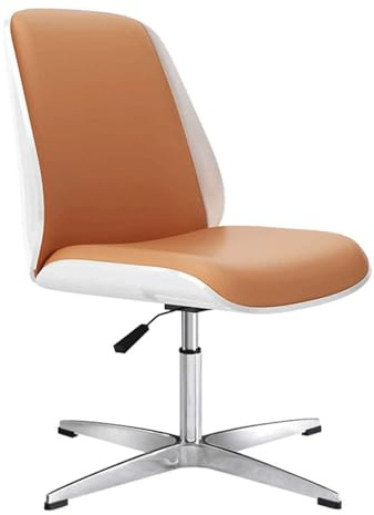 Ergonomischer Chefsessel – höhenverstellbar, ohne Armlehnen, Schreibtischstuhl aus Leder für Home Office – Arbeitsstuhl mit niedriger Rückenlehne ohne Rollen