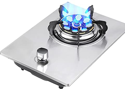 Fornello a gas da incasso a bruciatore singolo, fornello GN/GPL con FFD e supporti in ghisa, design compatto, classe energetica A