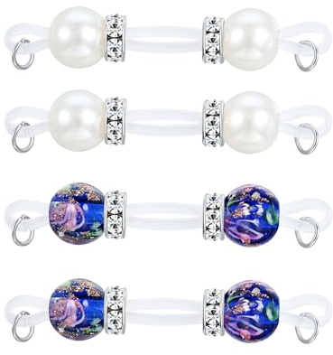AVYRING 2 paia di finti piercing per capezzolo, regolabili, elastici per capezzoli, anelli per capezzoli da donna, design elegante con perline a fiore (si illuminano al buio), perle finte e zirconia