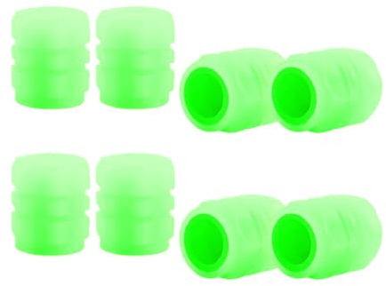 Leuchtende Ventilkappen 4 Stück Ventildeckel, Universelle Fluoreszierende Autoreifen-Ventilkappen, Reifenventilkappen, Ventildeckel Reifenventil-Kappen Pkw SUV Motorrad Fahrrad (Grün-4pcs)