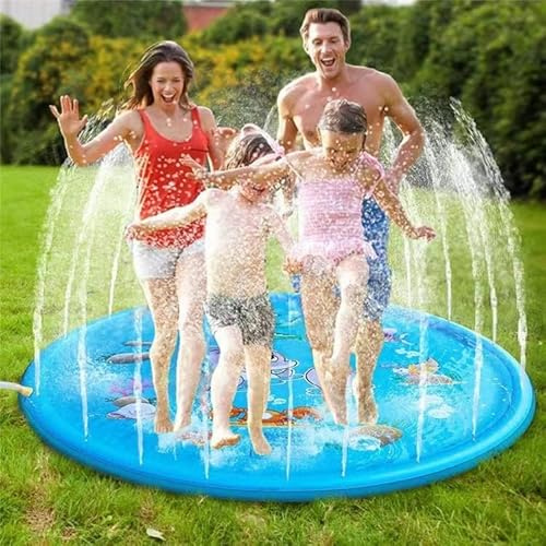Splash Pad Summer Water Splash Sprinkler Mat Sprinkler Pad Spray Water Play Toys Children Outdoor Garden Toys Anti-slip Bubble Bottom Design 45 Inches