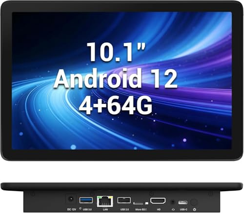 OuuOee Computer touch screen RK3399 senza ventola, PC industriale da 10,1 pollici, robusto Android 12, 4 GB di RAM, 64 GB di ROM, 1280 x 800 IPS
