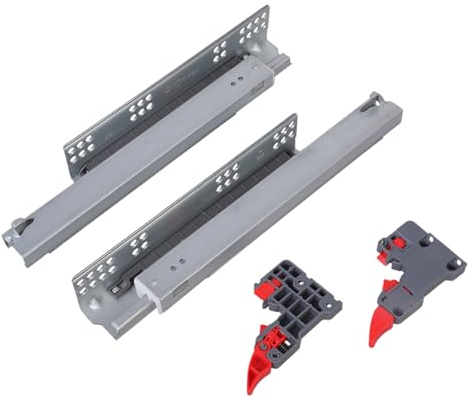 Guide per cassetti nascoste con chiusura ammortizzata, sottopiano, estensione completa, con dispositivi di bloccaggio, resistenti alla ruggine, guide per cassetti sottopiano