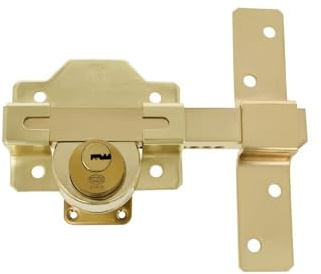 Amig - Serratura Sicurezza 4 | Perno Sovrapposizione per Porte in Legno | Include 5 Chiavi AMIG Modello 2500 | Resistente alla Corrosione | Metallo, Oro, 88 x 153 mm