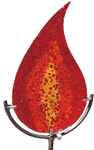 Gartenskulptur Design Flamme aus Glas und Metall
