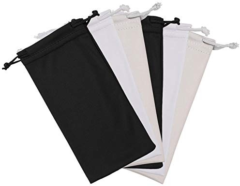 Hifot mikrofiber mjukt solglasögonfodral påse 6-pack, prylar rengöring och förvaringspåse insvept glasögonfodral väska, flerfärgad, en storlek
