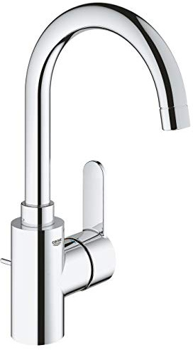 GROHE Eurostyle Cosmopolitan Single-Lever Basin Mixer L-Size, Chrome Washbasin Tap with High Swivel Spout and Pop-Up Waste 23043003
