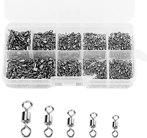 210 Stücke Angeln Swivel, Angelwirbel Set Edelstahl Roll Swivel Snap Lager Wirbel Anschluss Angeln Terminal