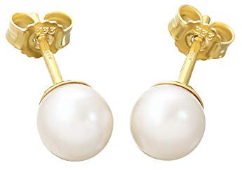 NKlaus Paar 4,5mm Perlen Ohrstecker 333 8K Gold gelbgold Süßwasser Zuchteperle Ohrringe 9083