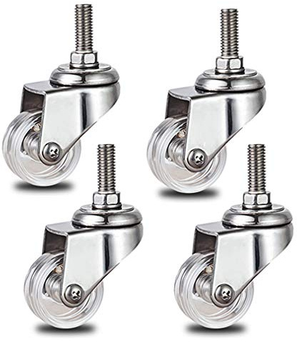 4er Set Lenkrollen Schwerlastrollen,Metall Möbelrollen,Transparentes PC-Material,304 Edelstahlhalterung,mit Gewindestift M10,Tragfähigkeit 231lb,für Stuhl Tisch (2zoll,universal)