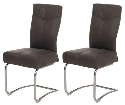 Mendler 2er-Set Esszimmerstuhl HWC-G56 Textil Wildleder-Optik - grau | Küchenstuhl, Freischwinger, Stuhl
