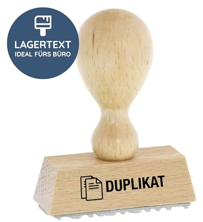 Stempel Duplikat, Holzstempel 50x20 mm, Kopierstempel | Fertigtext ohne Wartezeit für Zweitausfertigungen und Abschriften – Stempelkissen separat erforderlich