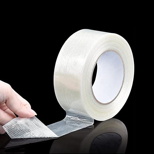 RAN Einseitiges Band mit hoher Viskositäts-Mesh-Faserband, Starkes Netz, verschleißfestes einseitiges Klebeband, Glasfaser, verstärktes Band, 25m (Size : 50mm)