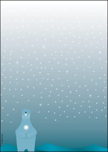 SIGEL Weihnachtsbriefpapier Eisbär mit Kerze A4 25 Blatt | DP259, Stimmungsvolles Wintermotiv auf nachhaltigem Papier