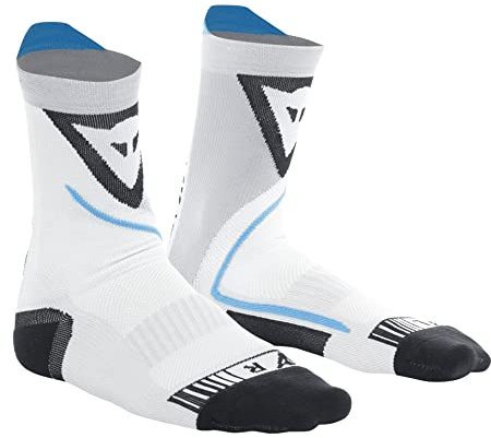 Dainese Dry Mid Socks, Chaussettes Mi-Hautes Moto, Pour Homme et Femme, Noir/Bleu, 3638