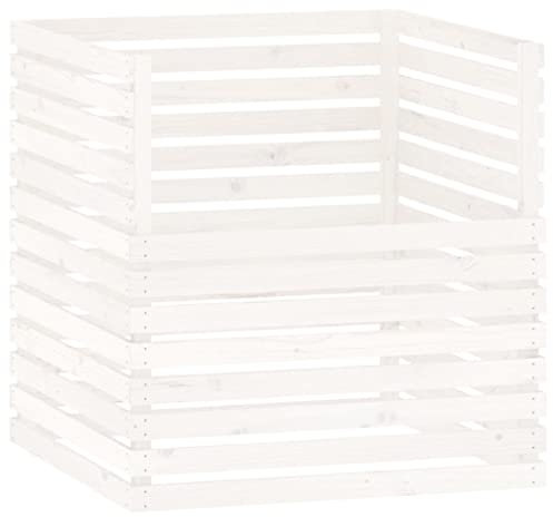 vidaXL Kompostlåda vit 100x100x102 cm massiv furu, kompostlådor, träkompost, trädgårdskompost, kompost trä