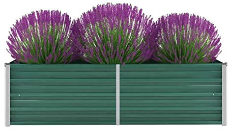 XIAOGUANG Garten-Hochbeet, Pflanzkübel, Kräuterbeet, Hochbeete-kit, Schneckenzaun, Pflanztrog, Pflanzgefäße, Pflanzfolie Für Hochbeet,Teichbecken, Verzinkter Stahl 160x40x45 cm Grün