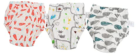 Waschbare Lernhosen 3 Stück 4-lagen Baumwolle Gazestoff | Lage, Elastischer Bund, Bequemes Tragegefühl,, Töpfchen und Training Zufälliger Stil