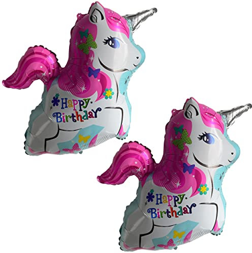 Folienballon Einhorn Luftballons Set - Magische Dekoration für Geburtstage | 2x XXL Einhorn Ballon 62 x 80 cm | Luftballons Geburtstag Mädchen (2 Stück)